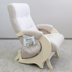Кресло-качалка, маятниковый механизм для дома и дачи Glider Эталон с карманами в ткани микрошенилл, цвет бежевый