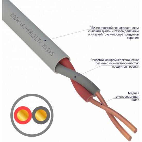 Кабель огнестойкий Rexant КПСнг(А)-FRLSLTx 1x2x1,50 кв. мм (бухта 200 м)