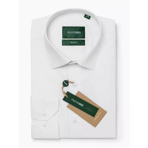 фото Рубашка mondigo приталенная slim fit с длинным рукавом, размер xxl - 170-182, белый