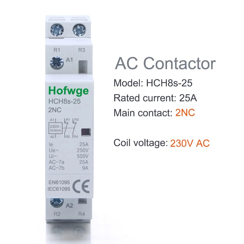 Контактор HOFWGE HCH8s-25 25А 25A 2NC AC230V