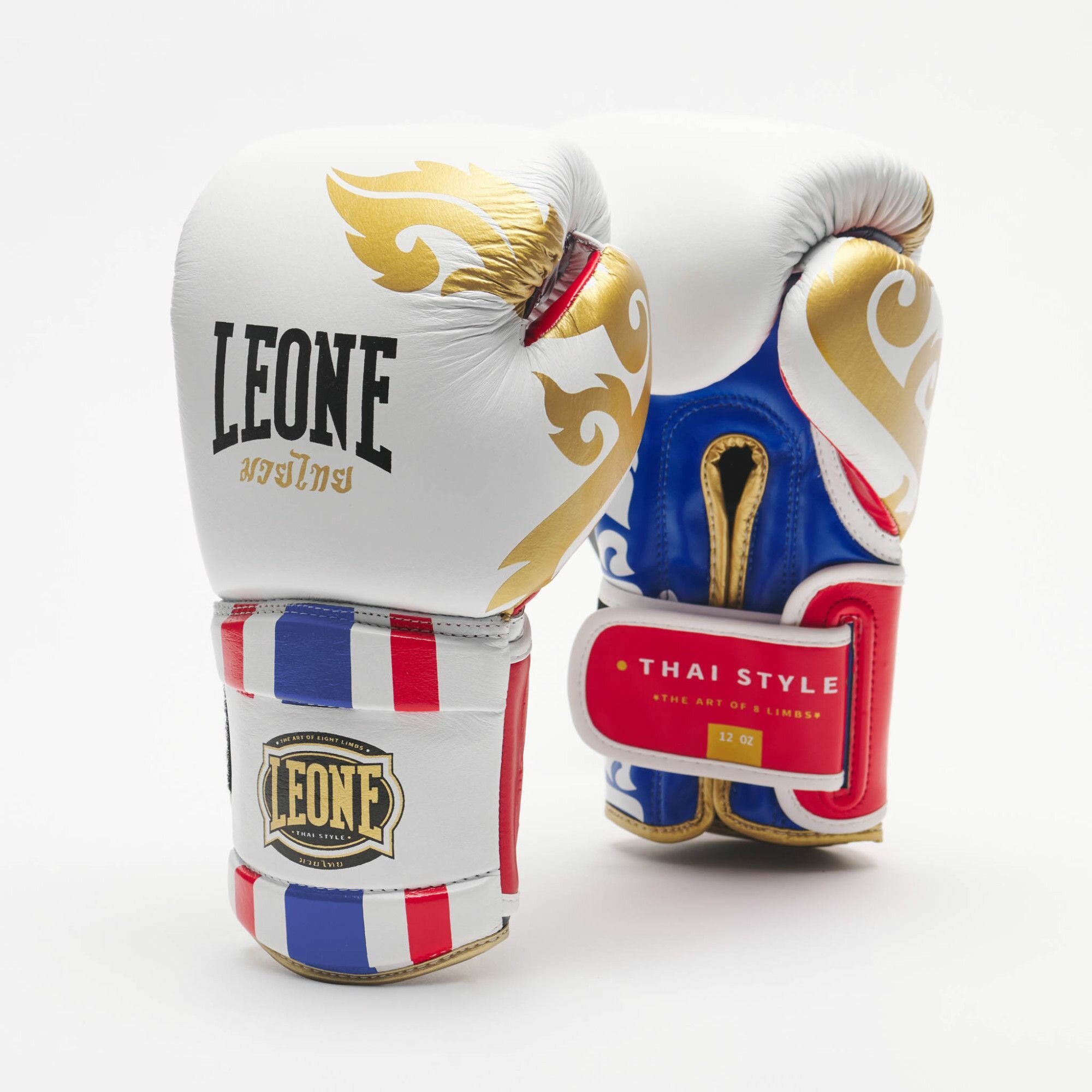 Боксерские перчатки тренировочные, натуральная кожа Leone 1947 Thai Style GN114 - White (14 oz)