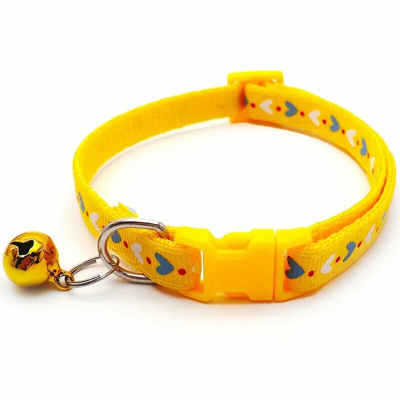 Кошачий ошейник желтый с колокольчиком, heart Yellow
