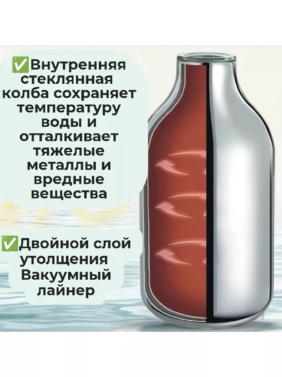 Термос-чайник "Без бренда", нержавеющая сталь, стеклянная колба, 2 л — фото 1