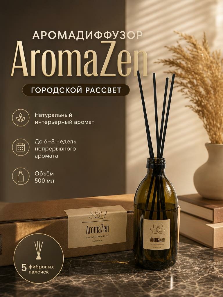 Аромадиффузор с палочками//Свежий аромат для дома и офиса//Аромат Городской рассвет