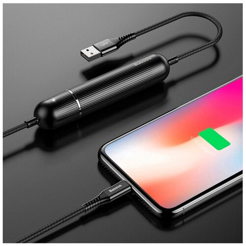 Внешний аккумулятор с кабелем BASEUS Energy 2-in-1 2500 mAh с Кабелем USB to Lightning 12м 24A Черный 95000₽