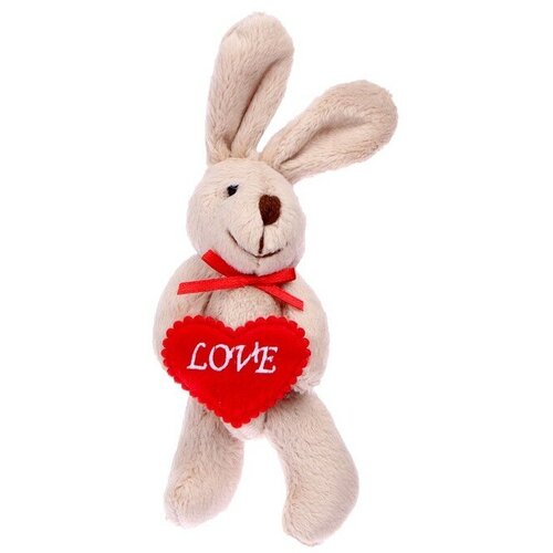 Мягкая игрушка «Кролик с сердцем», на брелоке, цвета микс
