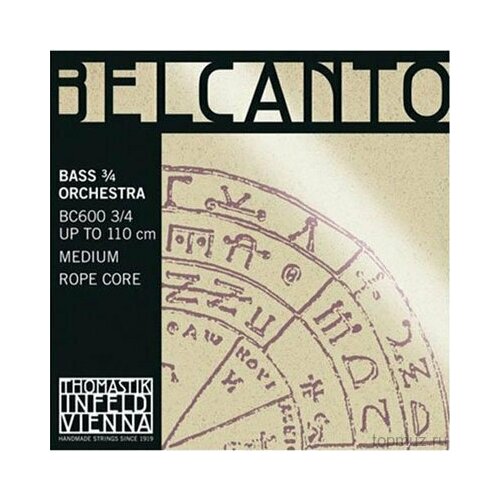 bc200 belcanto комплект струн для альта размером 4 4 среднее натяжение thomastik Струны для контрабаса 3/4 Thomastik Belcanto BC600 комплект