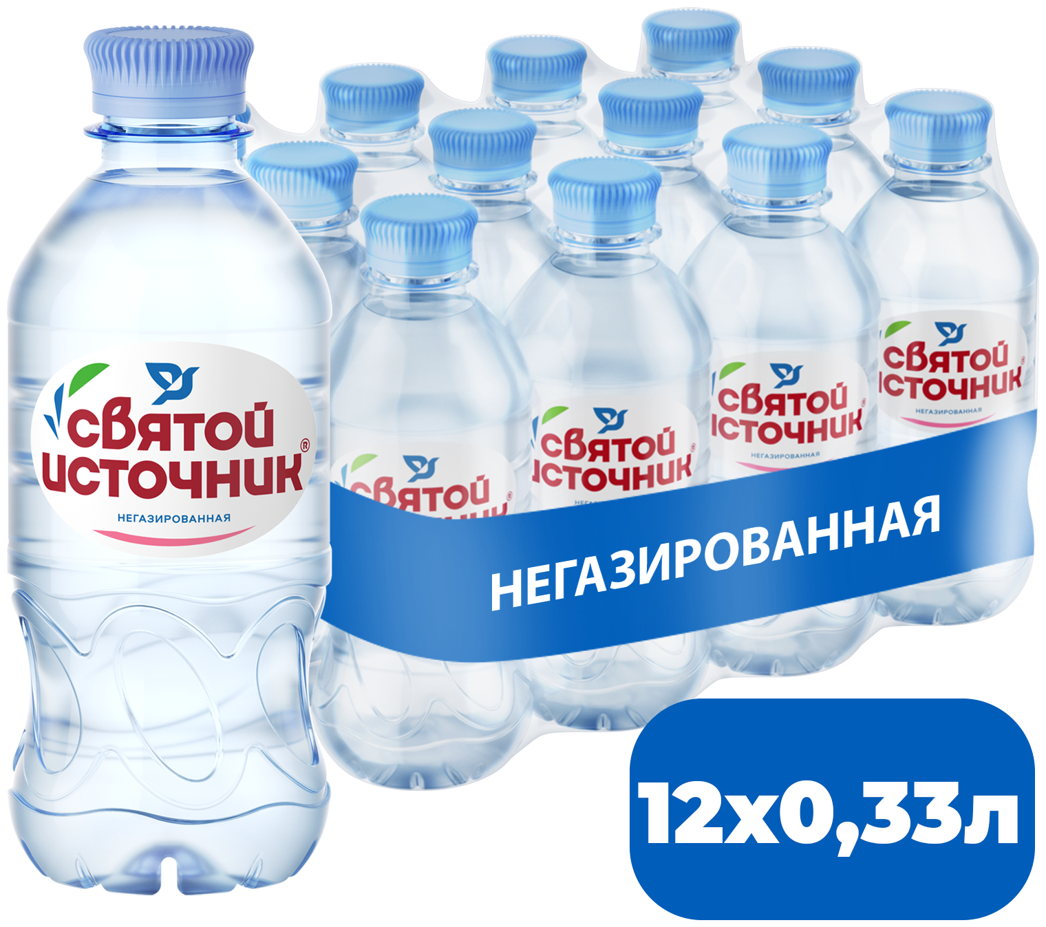 Вода питьевая негазированная Святой источник, 0,33л, пластиковая бутылка, 12 шт. - фотография № 1