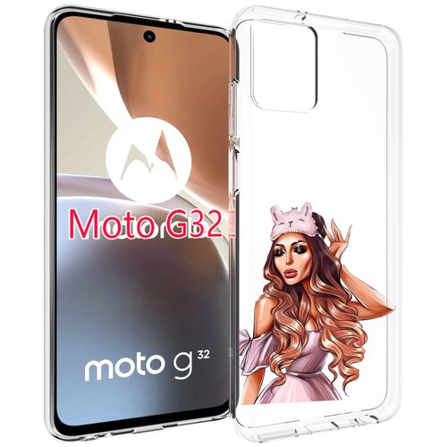 Чехол MyPads девушка-с-маской-для-сна женский для Motorola Moto G32 задняя-панель-накладка-бампер чехол mypads девушка с повязкой женский для motorola moto g32 задняя панель накладка бампер