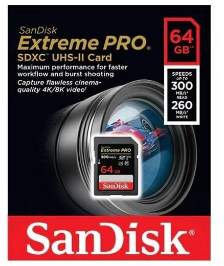 Карта памяти SanDisk Extreme PRO SDHC UHS-II 300MB/s