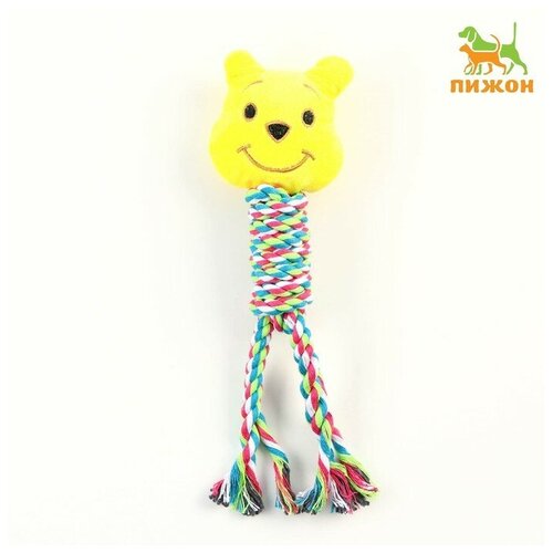Игрушка мягкая для собак Медведь с погремушкой, 28 см, жёлтая