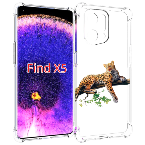 Чехол MyPads леопард-на-дереве детский для Oppo Find X5 задняя-панель-накладка-бампер