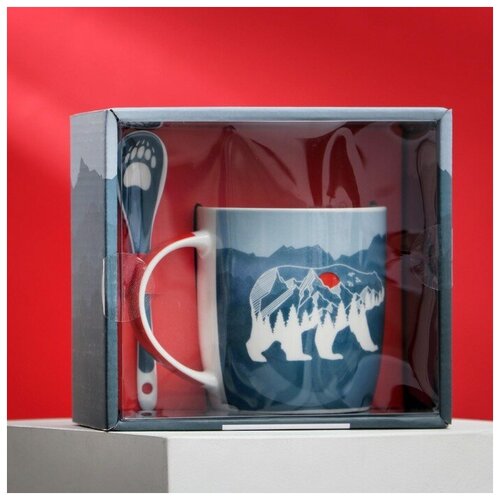 Набор керамический Лучший дедушка кружка 350 мл ложка цвет белый 690₽