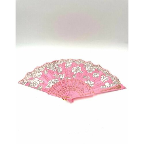 Складной веер с пластиковым основанием и рисунком 