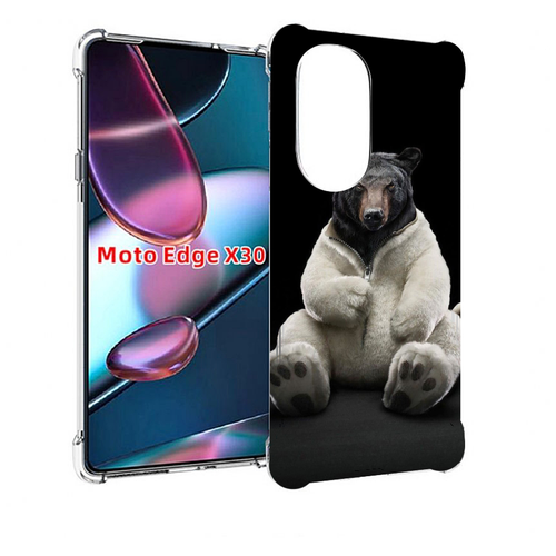 Чехол MyPads Медведь-бурый-белый для Motorola Moto Edge X30 задняя-панель-накладка-бампер