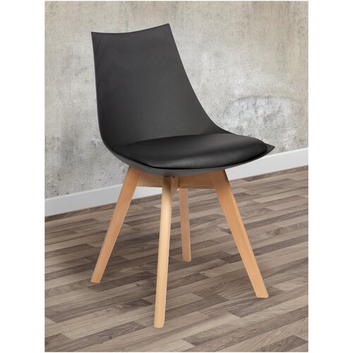 Стул белый кухонный ALEROBOSS Tulip искусственная кожа(эко кожа)|пластик|дерево 83х48х57 см Цвет: белый/бук