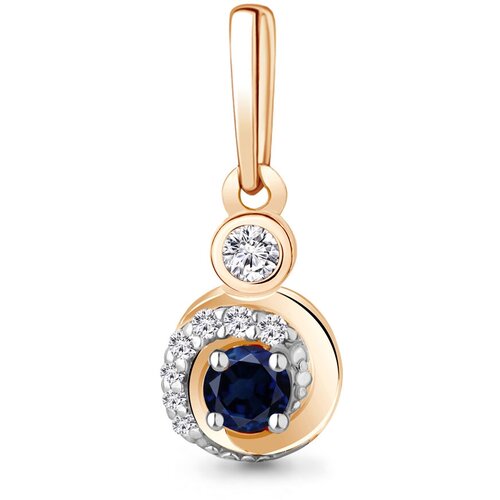 фото Подвеска diamant online, золото, 585 проба, бриллиант, сапфир, размер 1.2 см.