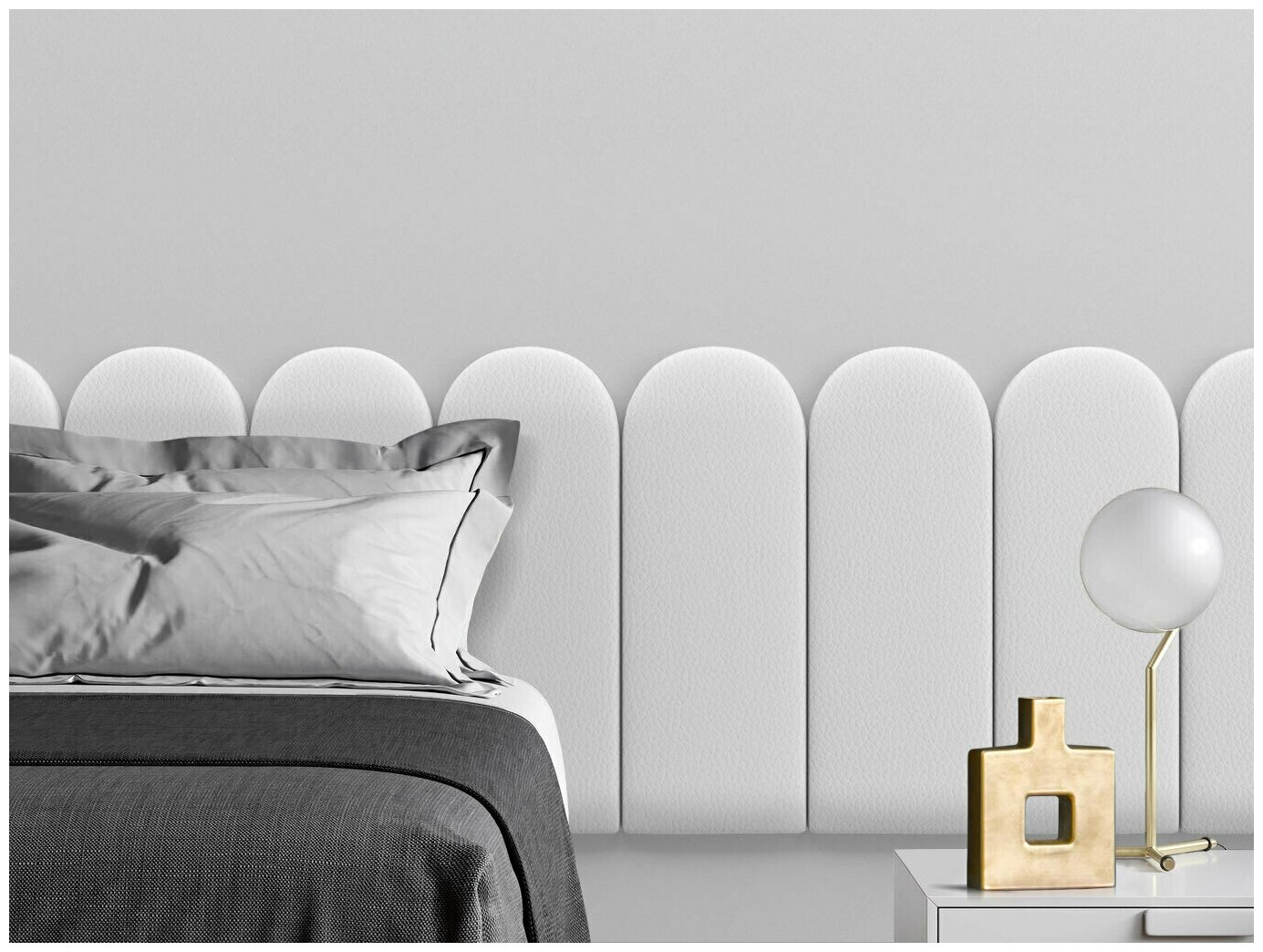Мягкое изголовье кровати Eco Leather White 30х60R см 2 шт.