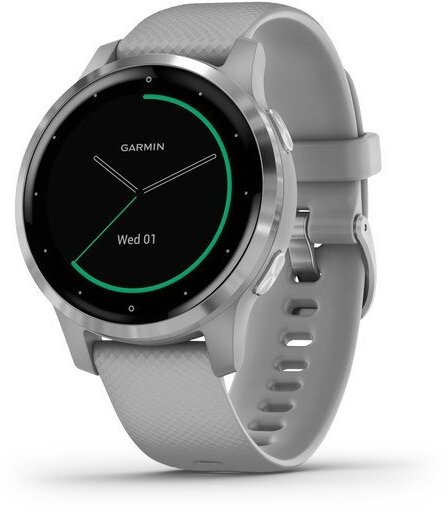 Умные часы GARMIN Vivoactive 4s серые с серебристым безелем