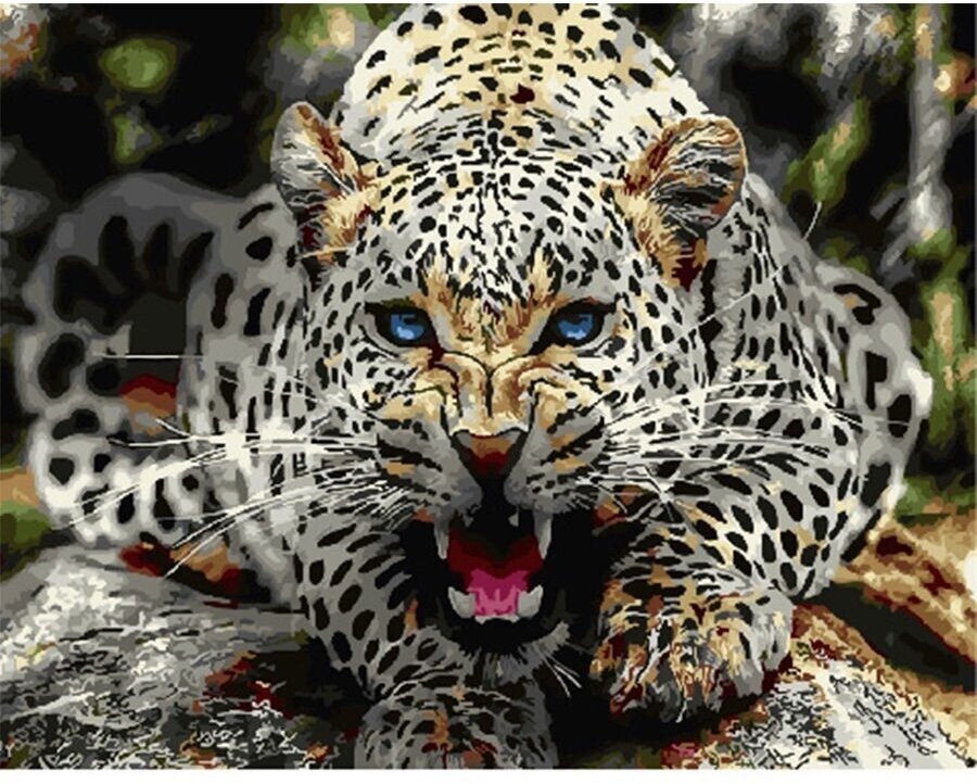 Картина по номерам Оскал Леопарда 40х50 см Hobby Home