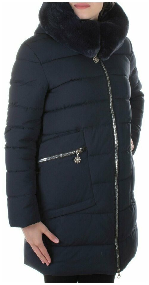 Куртка  зимняя, удлиненная, силуэт прямой, карманы, размер 50, синий