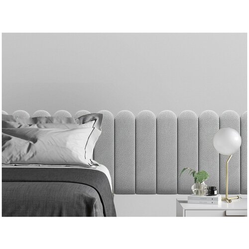 Мягкое изголовье кровати Eco Leather Silver 15х60R см 4 шт.