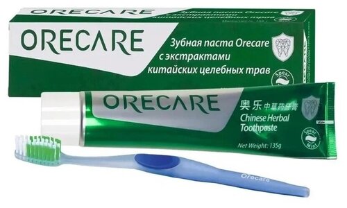 Зубная паста Orecare с экстрактами китайских целебных трав с зубной щёткой Orecare / Зубная паста Тяньши