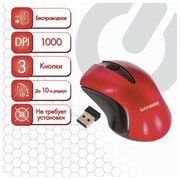 Мышь беспроводная SONNEN M-661R, USB, 1000 dpi, 2 кнопки + 1 колесо-кнопка, оптическая, красная, 512649
