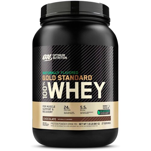 Протеин Optimum Nutrition 100% Whey Gold Standard Naturally Flavored, 909 гр., шоколад протеин optimum nutrition 100% whey gold standard 909 гр шоколад мята