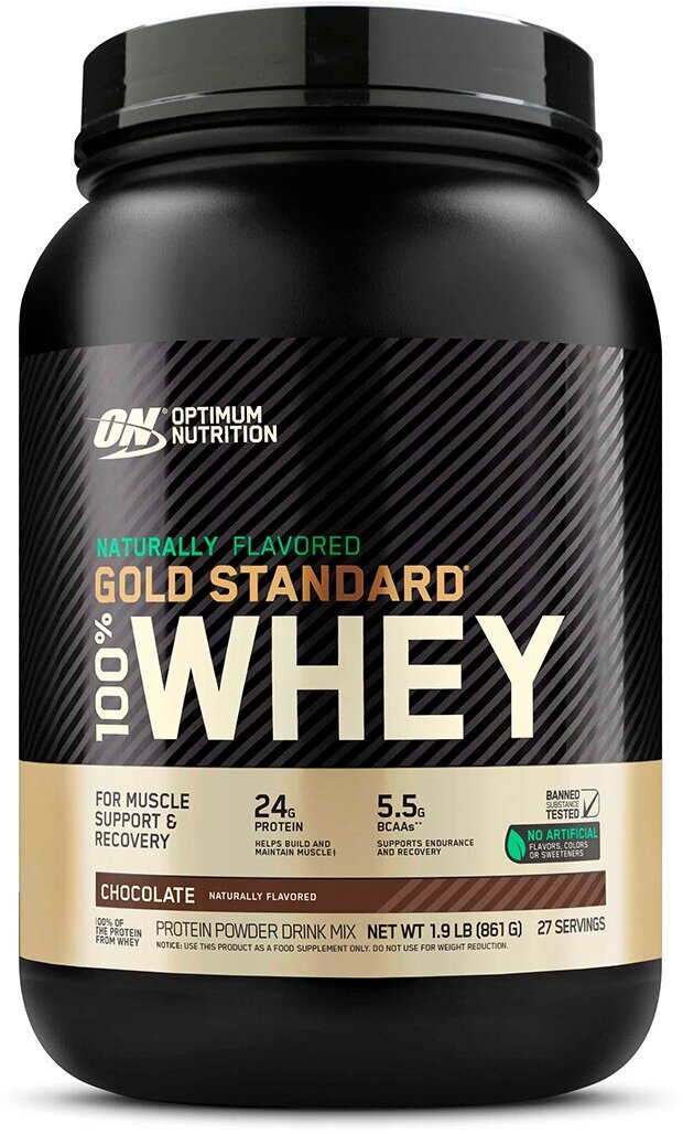 Протеин Optimum Nutrition 100% Whey Gold Standard Naturally Flavored, 909 гр., шоколад