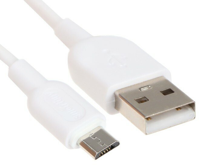 Кабель Smartbuy S01, microUSB - USB, 2.4 А, 1 м, зарядка + передача данных, белый