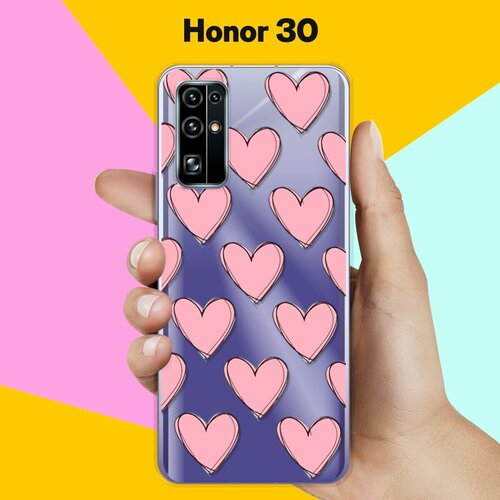 Силиконовый чехол Узор из сердец на Honor 30 силиконовый чехол узор из сердец на honor 9s