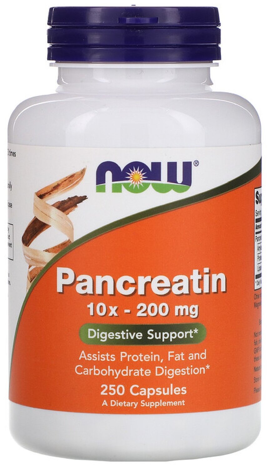 Капсулы NOW Pancreatin 10X, 200 мг, 250 шт.