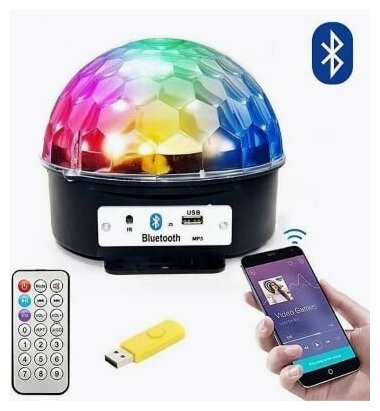 Светодиоидный диско - шар LED CRYSTAL MAGIC BALL LIGHT (с MP3-плеером и ПДУ) С блютусом