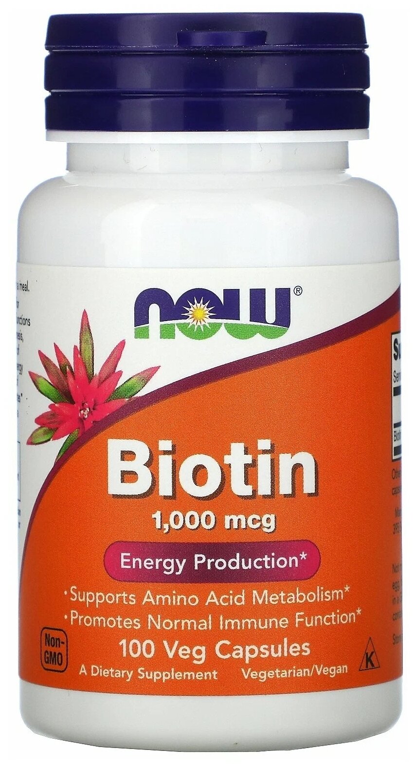 Капсулы NOW Biotin, 1000 мкг, 100 шт.