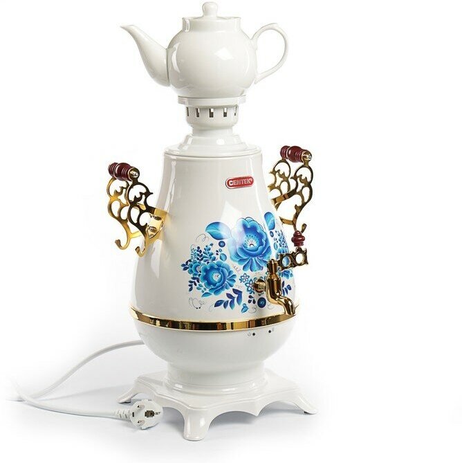 фото Centek Самовар Centek CT-0092 A, пластик, 4 л, 2300 Вт, LED индикатор, керамический заварник, белый