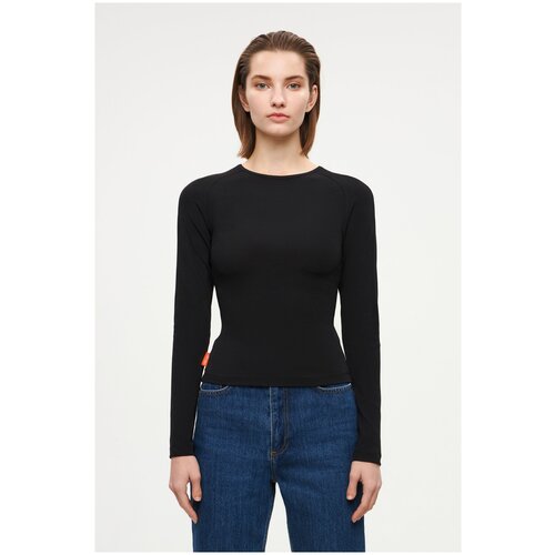 фото Лонгслив с рукавом реглан - погон shi-shi (50, черный)