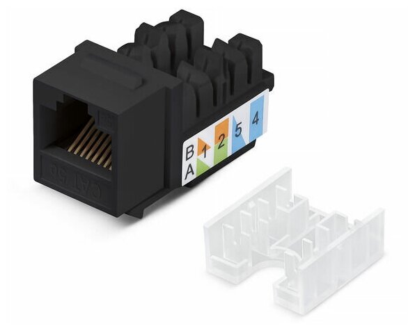 Cabeus KJ-RJ45-Cat.5e-90-SW-BK Вставка Keystone Jack RJ-45 категория 5e заделка тип 110 черная со стяжкой