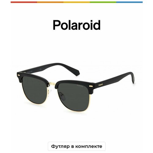 Солнцезащитные очки Polaroid, серый, черный солнцезащитные очки polaroid квадратные оправа металл для женщин черный