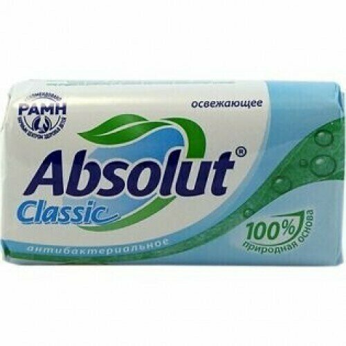 мыло туалетное антибактериальное absolut classic 90 г Absolut Мыло туалетное Classic антибактериальное Освежающее, 90 г