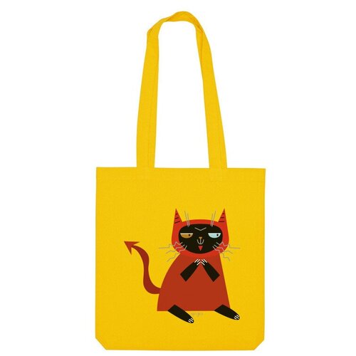 Сумка шоппер Us Basic, желтый мужская футболка дьявольский кот l синий