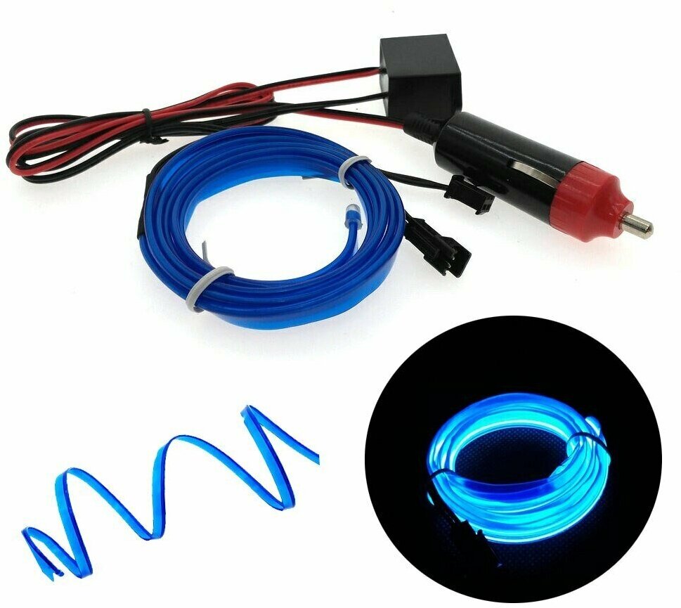Светодиодная лента SmartElectronics 3м,12В,120 LED/m Неоновая лента в авто, подсветка для салона автомобиля/Синий - фотография № 5