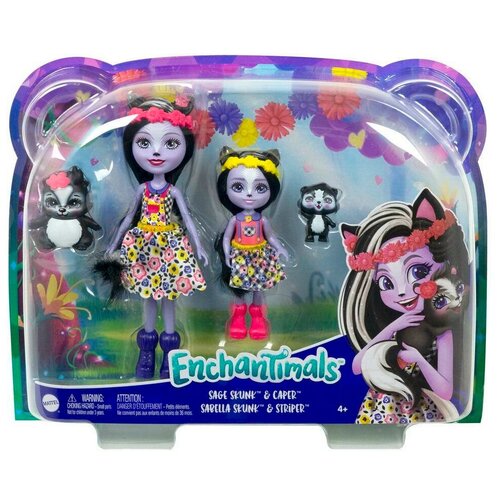 Игровой набор Mattel Enchantimals Сейдж Скунси с сестричкой и питомцами HCF82 детский блеск для губ enchantimals сейдж скунси и кейпер баунти 5 мл шт