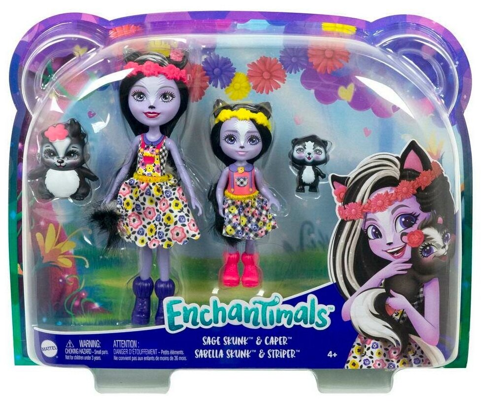 Игровой набор Mattel Enchantimals Сейдж Скунси с сестричкой и питомцами HCF82