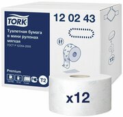 Бумага туалетная 2х сл TORK Premium в мини рулонах, по 170 метров (12 штук в упаковке)