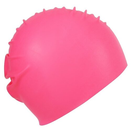 фото Шапочка для плавания взрослая, резиновая, обхват 54-60 см, цвет розовый onlytop