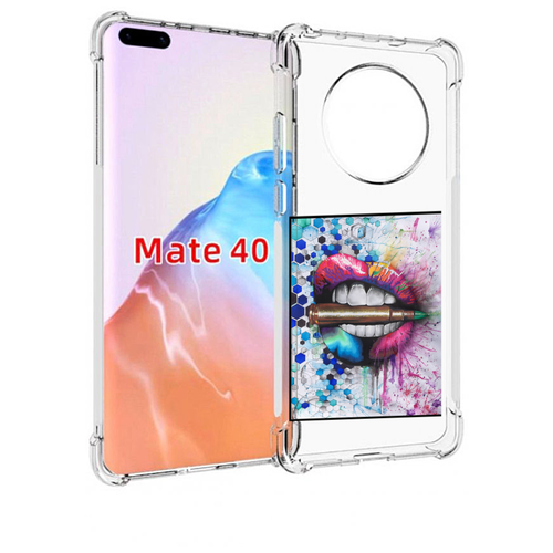 Чехол MyPads разноцветные губы с пулей для Huawei Mate 40 / Mate 40E задняя-панель-накладка-бампер