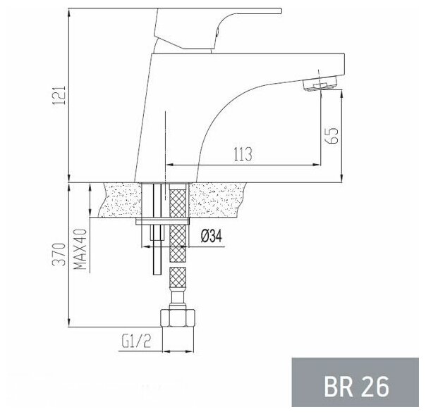 Смеситель для умывальника 35к ESKO BR26 "Berlin" литой, крепление под гайку - фотография № 4