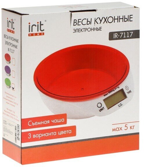 Весы кухонные Irit Ir-7117, электронные, до 5 кг, зелёные Irit 9607848 . - фотография № 8