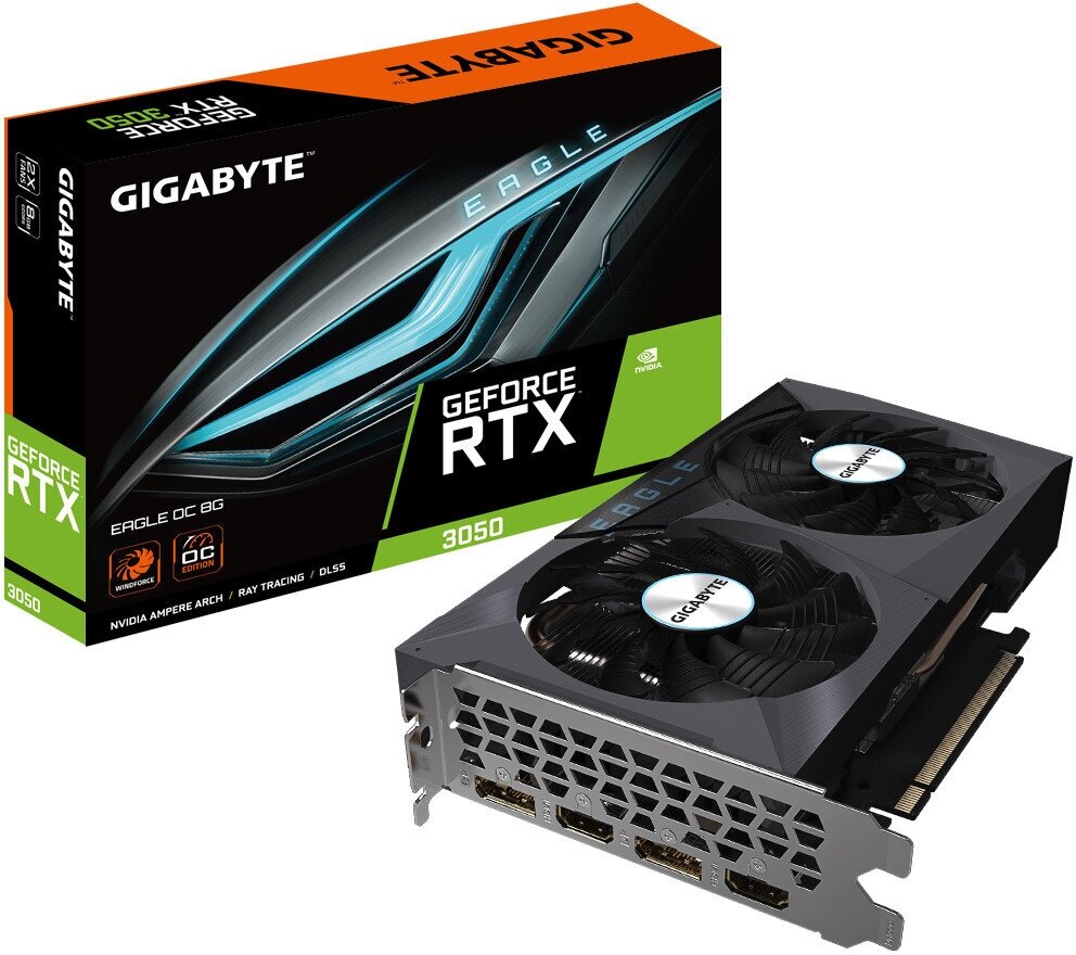 Видеокарта RTX3050 8GB GIGABYTE GDDR6 GV-N3050EAGLE OC-8GD